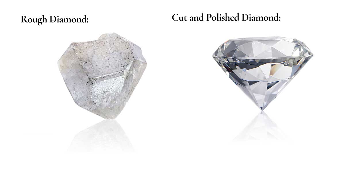 rough diamond and polished