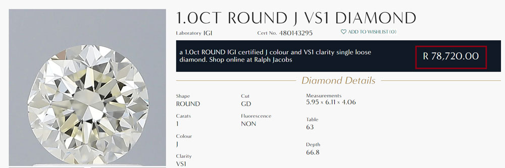 j colour diamond example south africa