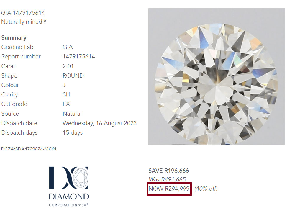 lower quality higher carat weight example south africa