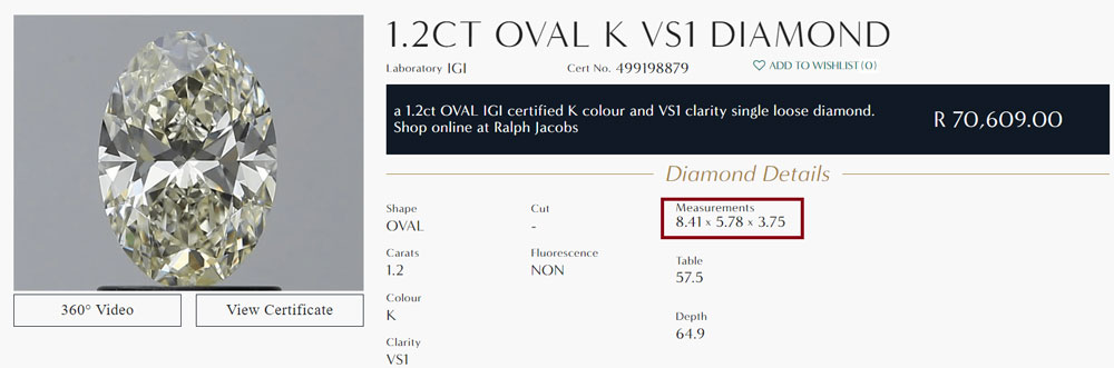 south africa oval diamond example