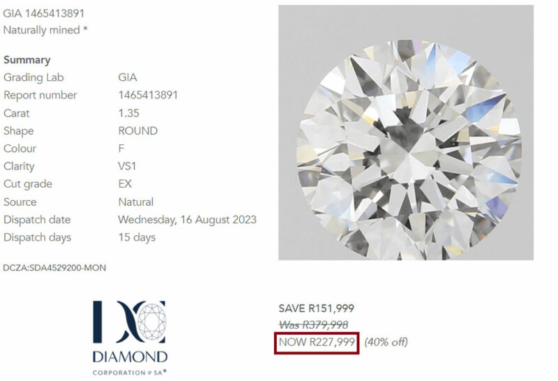 vs1 clarity diamond example south africa