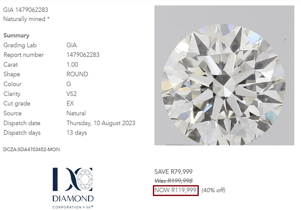 vs2 diamond example south africa